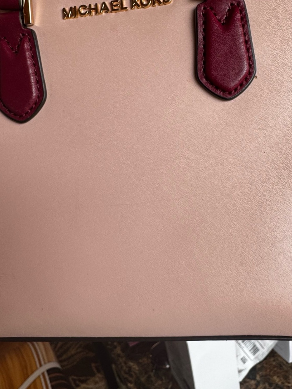 Michael Kors Pink and Burgundy Satchel with Signature Sides - Picture 5 of 5